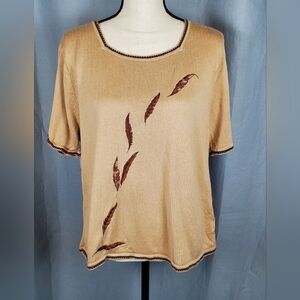 Teddi short sleeve top, brown, size XL